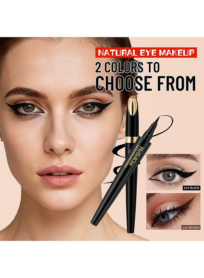 هيلوكيس قلم كحل سائل، كحل عيون سائل مقاوم للماء، طويل الأمد، مضاد للتلطخ، فائق النعومة، قلم كحل، صيغة نباتية، رأس دقيق للغاية 02#بني - Image 3